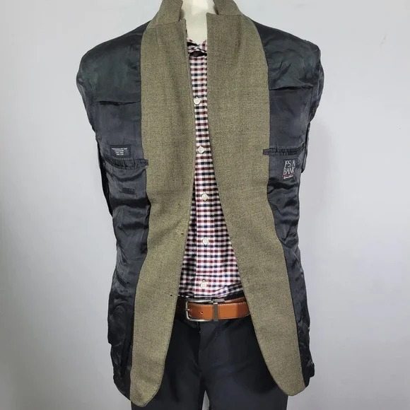 VTG JOS A‎ BANK Men's Sport Coat Blazer Two Button Brown Barley Corn Wool 38R